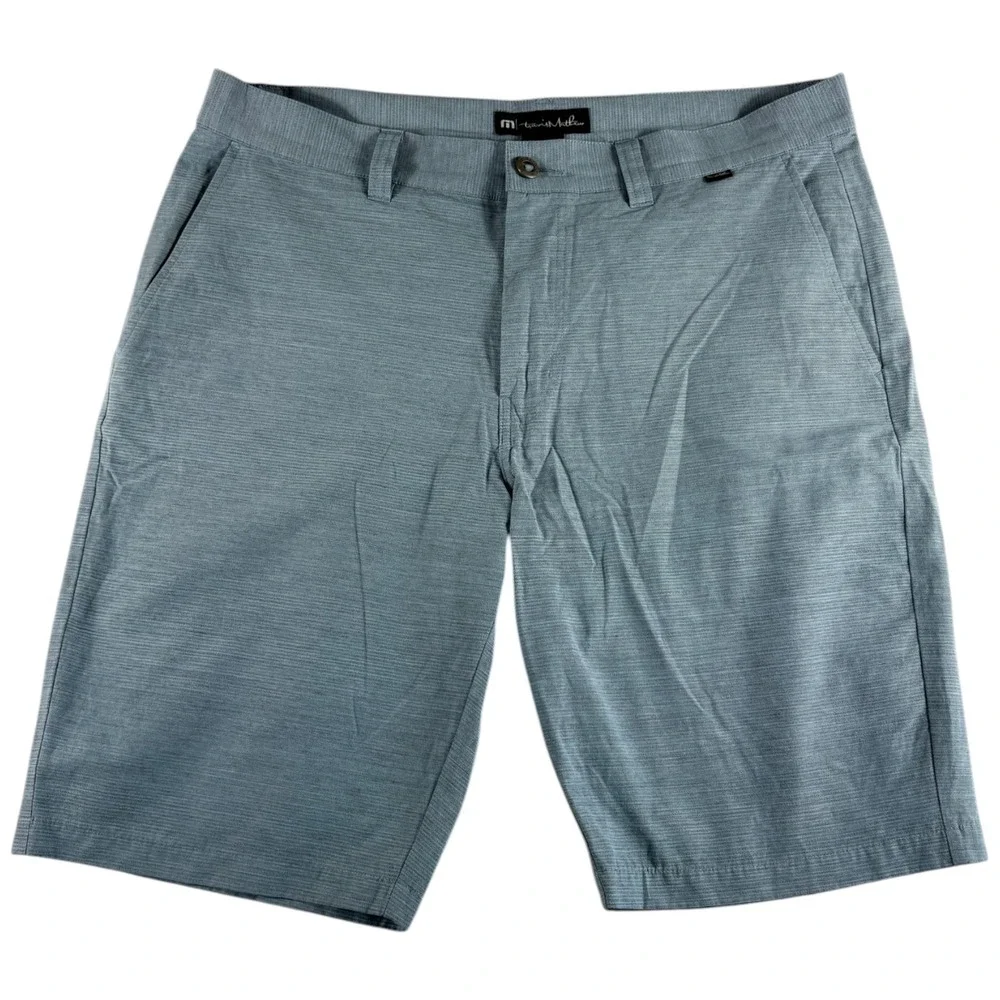 Travis Mathew Chino Shorts Men 36 Heathered Blue Cotton Performance Golf Outdoor